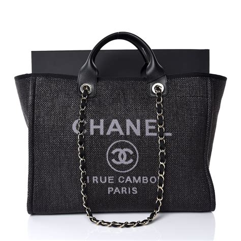 chanel deauville tote bag black|Chanel deauville tote large size.